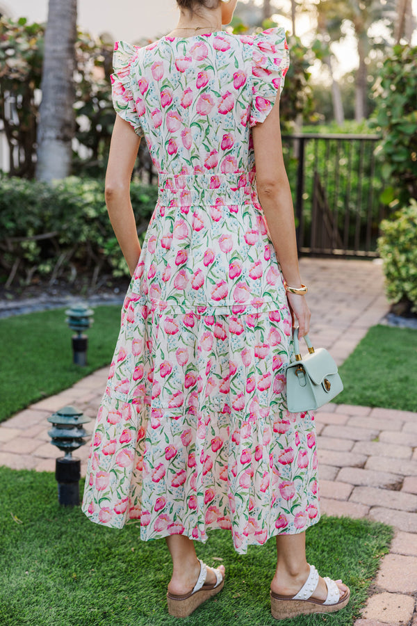 One And Done Pink Midi Dress
