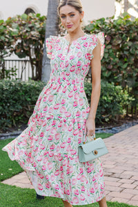 One And Done Pink Midi Dress