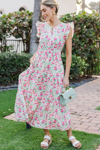 One And Done Pink Midi Dress