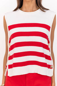 Easygoing Style Red Striped Sweater