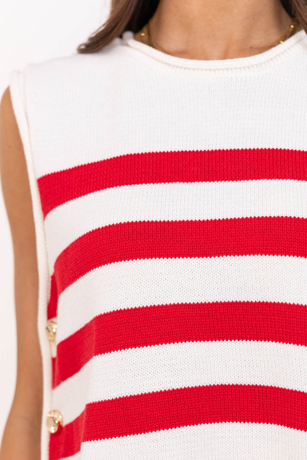 Easygoing Style Red Striped Sweater