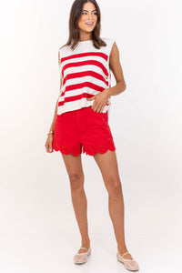 Easygoing Style Red Striped Sweater