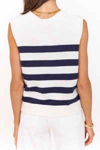 Easygoing Style Navy Striped Sweater