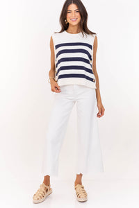 Easygoing Style Navy Striped Sweater
