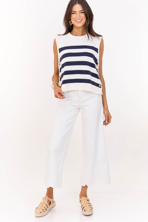 Easygoing Style Navy Striped Sweater