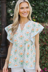 This One's Easy Light Blue Medallion Blouse