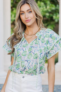 A Solid Choice Green Floral Blouse