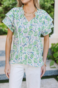 A Solid Choice Green Floral Blouse