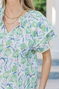A Solid Choice Green Floral Blouse