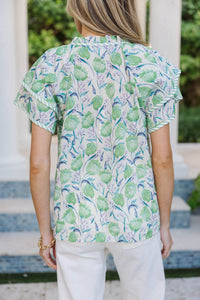 A Solid Choice Green Floral Blouse