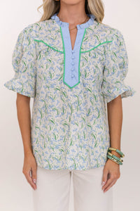 Just What You Needed Blue Ditsy Floral Blouse
