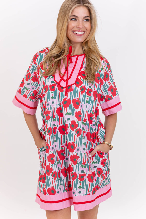 Stay Cool Casual Red Floral Shift Dress – Shop the Mint