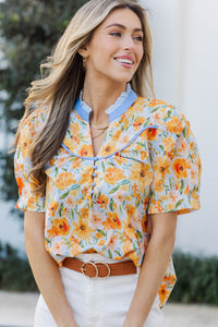 Weekend Made Easy Orange Floral Blouse