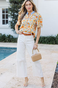 Weekend Made Easy Orange Floral Blouse