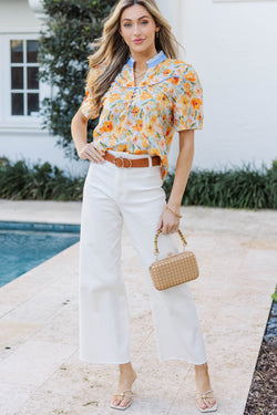 Weekend Made Easy Orange Floral Blouse – Shop the Mint