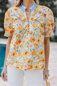 Weekend Made Easy Orange Floral Blouse