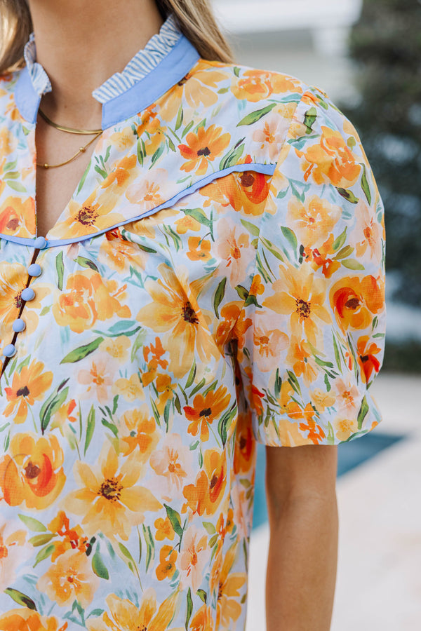 Weekend Made Easy Orange Floral Blouse