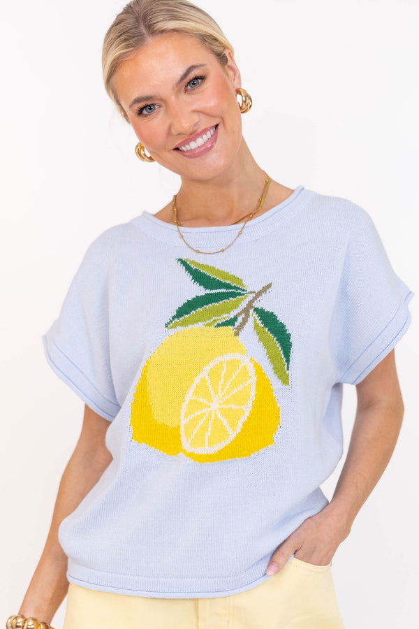 Just Enough Detail Light Blue Novelty Sweater