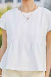 Sweet Daydream White Pleated Tee