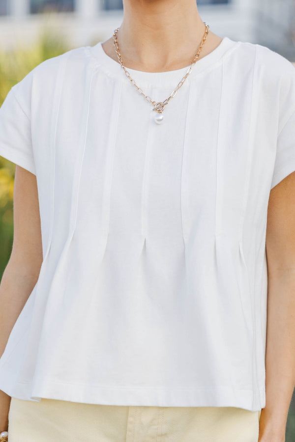 Sweet Daydream White Pleated Tee