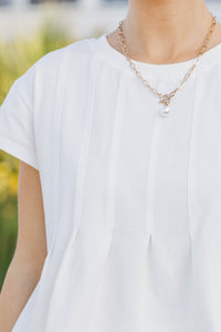 Sweet Daydream White Pleated Tee