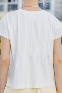 Sweet Daydream White Pleated Tee