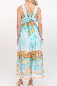 Stay Golden Blue Novelty Midi Dress