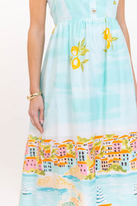 Stay Golden Blue Novelty Midi Dress