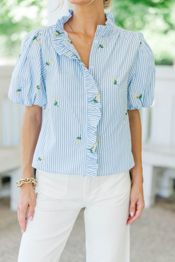 Meant For More Blue Striped Blouse