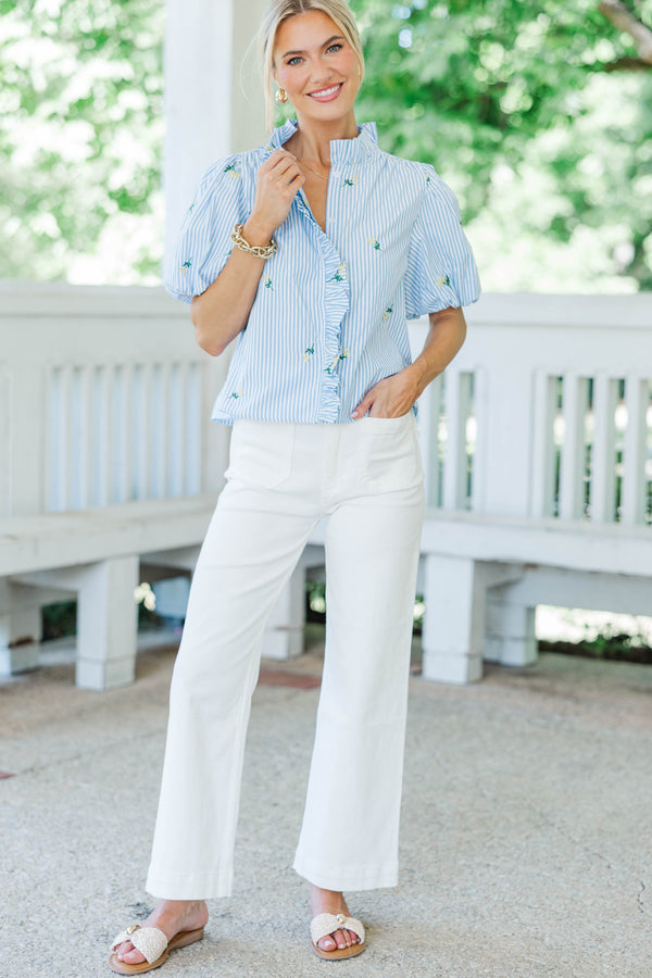 Meant For More Blue Striped Blouse