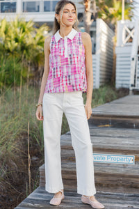 Exactly What I Wanted Pink Plaid Blouse