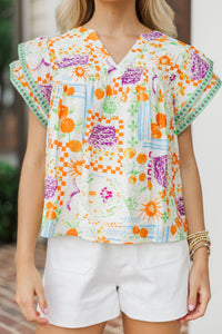 All My Favorite Details Orange Floral Blouse