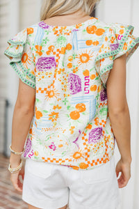 All My Favorite Details Orange Floral Blouse
