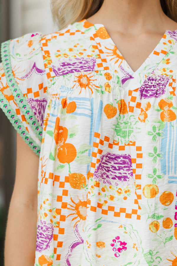 All My Favorite Details Orange Floral Blouse