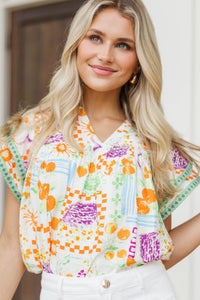 All My Favorite Details Orange Floral Blouse