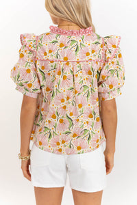 Simply A Good Idea Pink Floral Blouse
