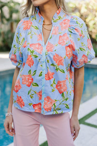 Perfectly Pretty Blue Floral Blouse