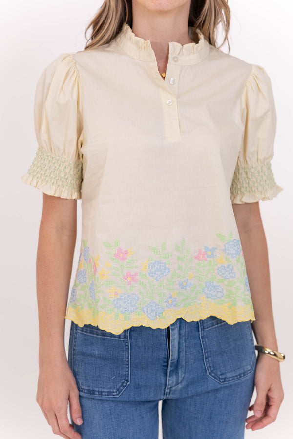 Can’t Help But Smile Cream Floral Blouse