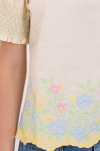 Can’t Help But Smile Cream Floral Blouse