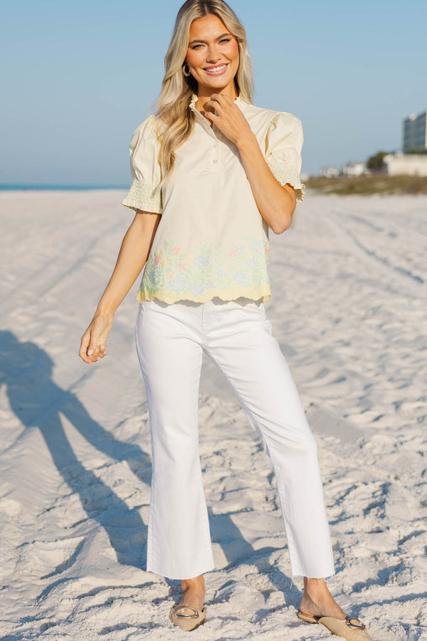 Can’t Help But Smile Cream Floral Blouse