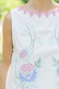 In A Good Place White Embroidered Tank