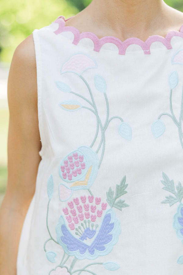 In A Good Place White Embroidered Tank