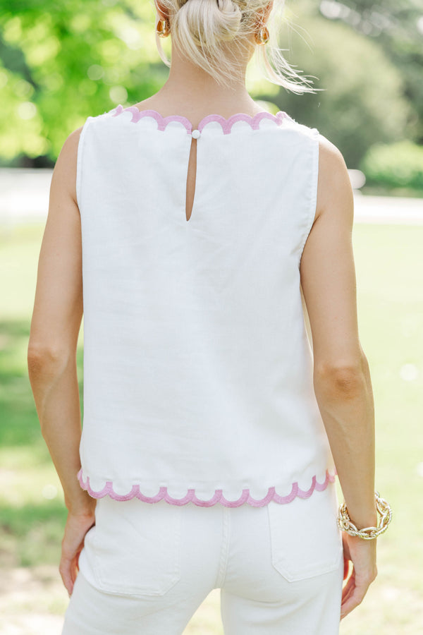 In A Good Place White Embroidered Tank