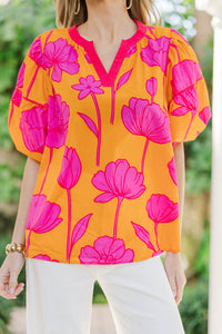 Feel Good Moments Orange Floral Blouse