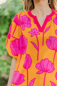 Feel Good Moments Orange Floral Blouse