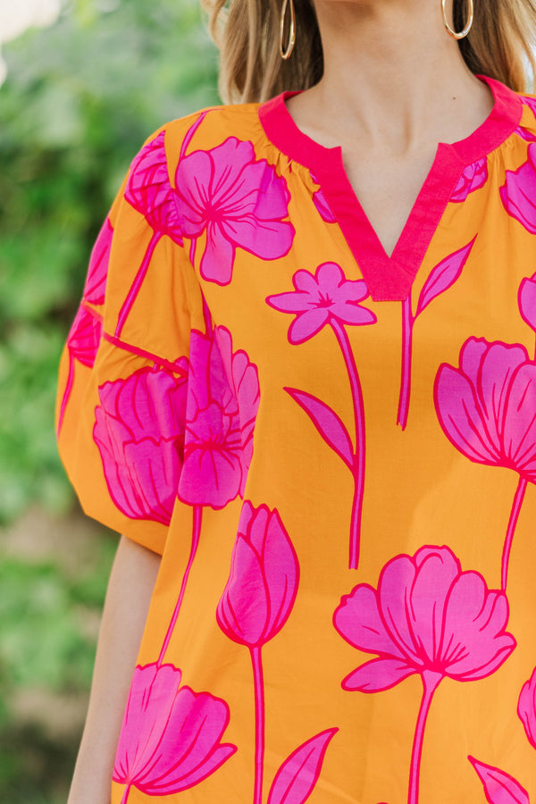 Feel Good Moments Orange Floral Blouse