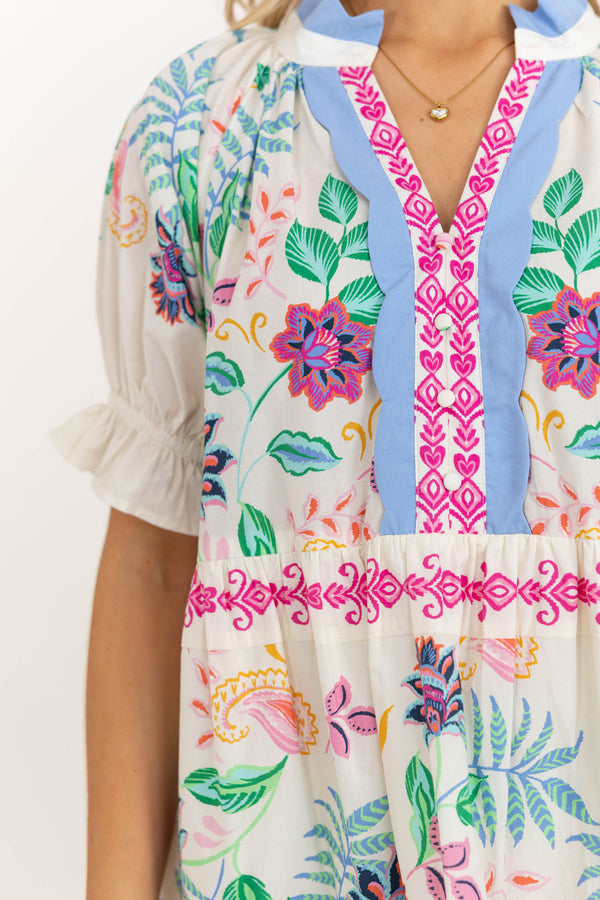 Throw On Confidence Cream Floral Midi Dress