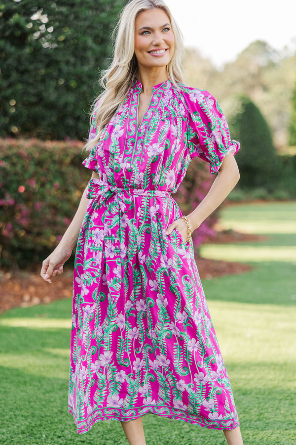 Outfit Solved Pink Floral Midi Dress
