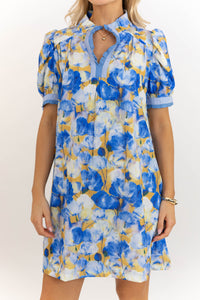 Just Slip It On Blue Floral Dress