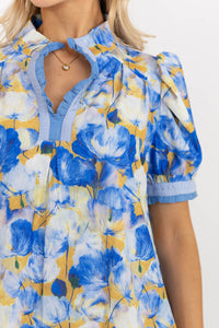 Just Slip It On Blue Floral Dress